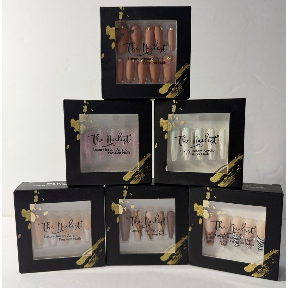 The Nailest Luxury Press On Nails Coffin & Chrome Styles 30pc Kit Choose Design